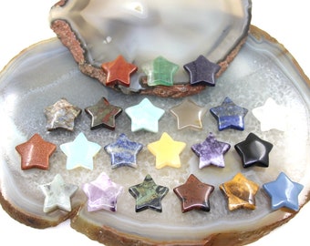 30mm Natural Gemstones Stars Carved Pendant Bead for Necklace,Healing Crystal Star Home Decoration Crafts,Reiki Chakra Office Decor,Gift