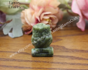 42Kinds Stones 1.5 Inches Hand Carved Owl Statue,Reiki Quartz Carving Animals Figurine Home Decor,Healing Crystal Owl Sculpture Crafts,Gift