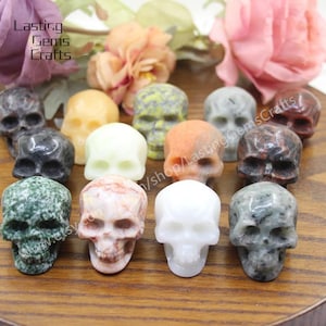2 Inches Crystal Skull,Carving Skull Figurine,Hand Carved Gemstone  Skull Home Decor,Crystal Gift,Reiki Healing Skull Statue
