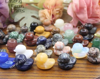 1.2" Crystal Duck Figurine, Hand Carved Gemstone Statue (10pcs)