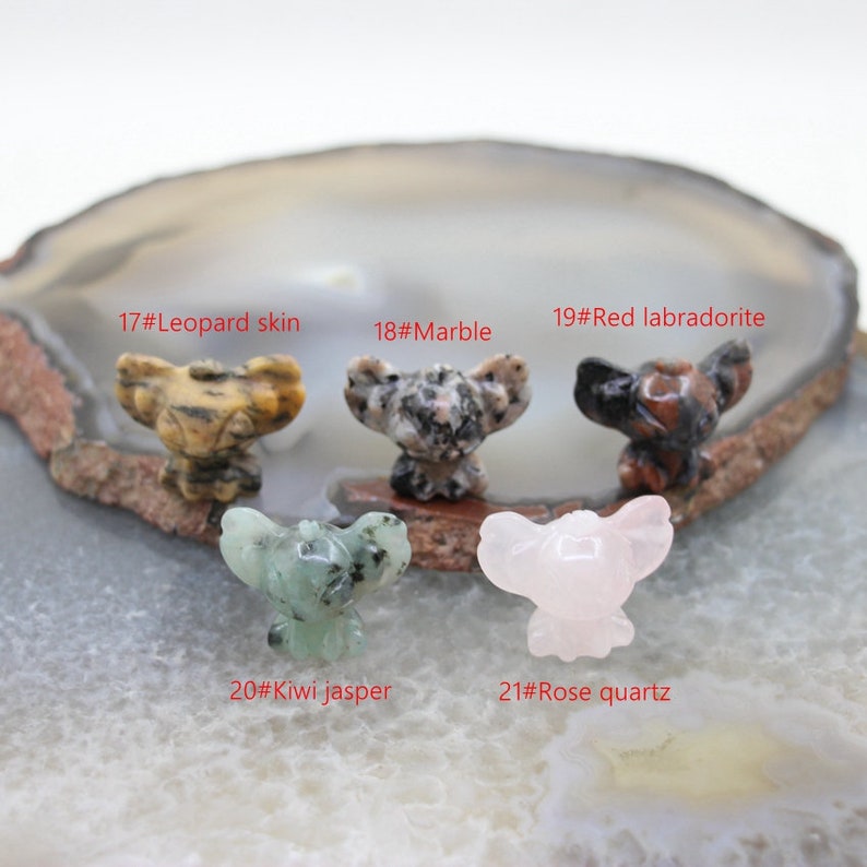 1.2 Inches Natural Stone Stitch Statue,Hand Carved Gemstone Animal Figurine Home Decor Crafts,Healing Crystal Cartoon Mini Sculpture Gifts image 7