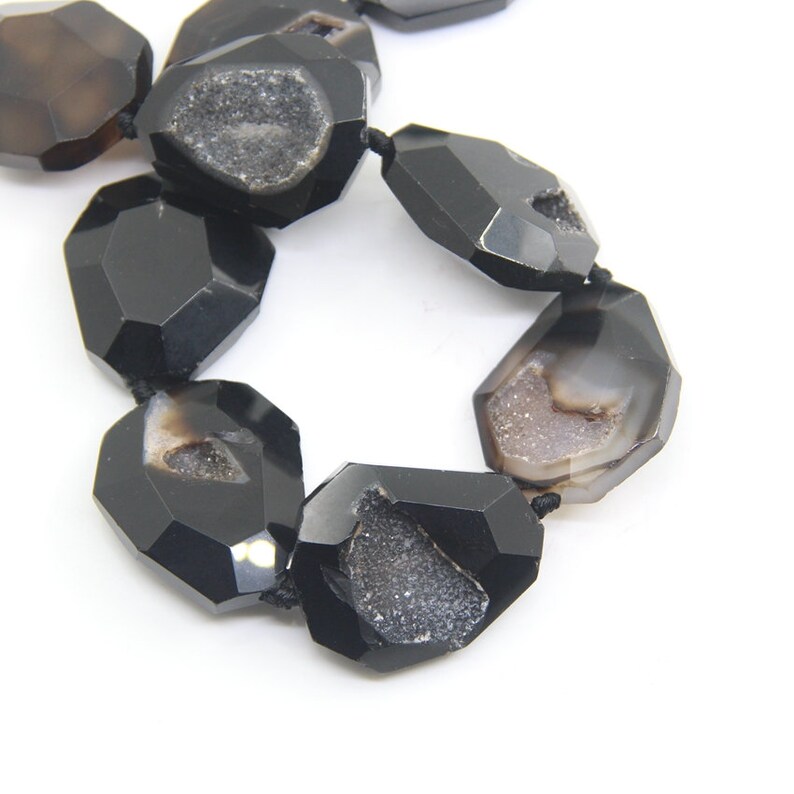 Large Size Natural Geode Agate Cut Nuggets Slab Loose Beads,Raw Drusy Faceted Onxy Druzy Freeform Shaped Slice Jewelry Making,9PcsStrand