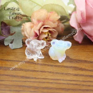 9Kinds Stones 1.2&quot; Crystal Mini Koala Figurine,Hand Carved Rose Quartz Koala Home Decor,Amethyst/Tiger eye/Fluorite Carved Animal Decor Gift
