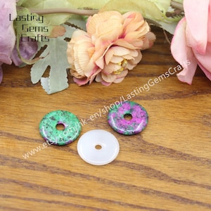 20Kinds Stones 30mm Donut,Healing Crystal Lucky Safety Pendant Necklaces Jewelry,Flat Donut Beads,Home Decor,Meditation Gemstone Gift