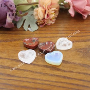 1.2 Inch Natural Gemstone Heart Small Bowl Home Decor,Reiki Healing Crystal Quartz Stone Energy Meditation Pocket Worry Stone Gift For Her