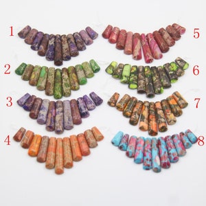 Sea Sediment Imperial Jasper Slab With Bronzite Gemstone Graduated Set,Top Drilled Natural Emperor Stone Necklace Beads Jewelry 9x15-40mm