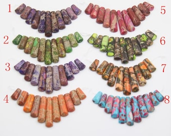 Sea Sediment Jasper Slab Set, Top Drilled Emperor Stone Beads, 9x15-40mm
