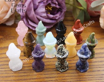 2" Healing Crystal Wizard Cat Figurine, Halloween Home Decor