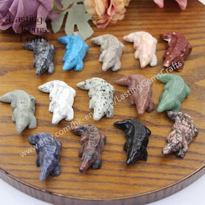Mixed Stone Crocodile Figurine, Carved Quartz Animal Sculpture (10pcs/lot)
