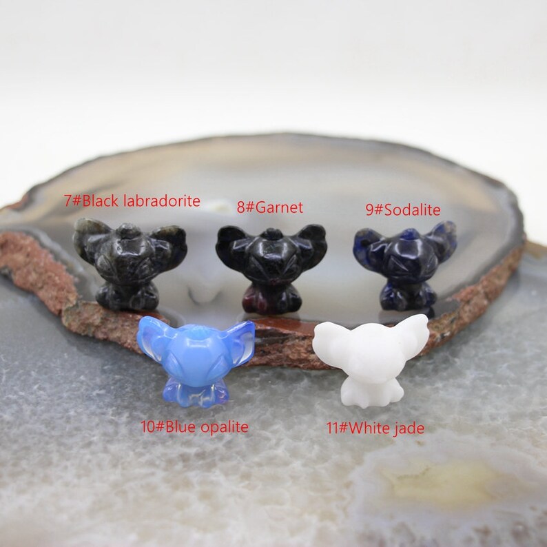 1.2 Inches Natural Stone Stitch Statue,Hand Carved Gemstone Animal Figurine Home Decor Crafts,Healing Crystal Cartoon Mini Sculpture Gifts image 5