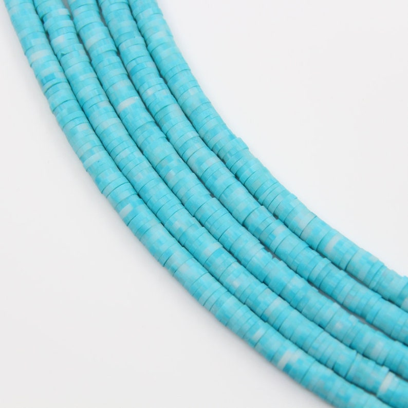 6mm Flat Rondelle Polymer Clay Loose Beads,Double Gradient Color Polymer Clay Spacers Plastic Bead,Blue Tiny Vinyl Disc Heishi Beads