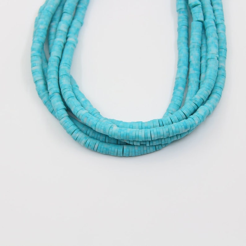 6mm Flat Rondelle Polymer Clay Loose Beads,Double Gradient Color Polymer Clay Spacers Plastic Bead,Blue Tiny Vinyl Disc Heishi Beads