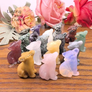 1.5&#39;&#39; Healing Crystal Wolf Figurine ,Hand Carved Gemstone Wolf Figurine Home Decor,Reiki Quartz Carving Animal Sculpture Crafts