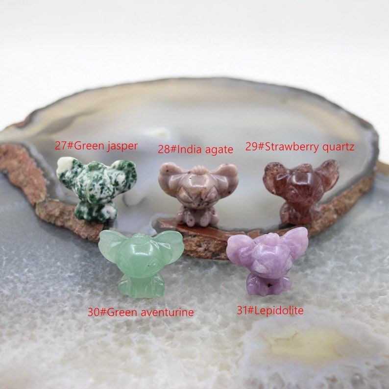 1.2 Inches Natural Stone Stitch Statue,Hand Carved Gemstone Animal Figurine Home Decor Crafts,Healing Crystal Cartoon Mini Sculpture Gifts image 9