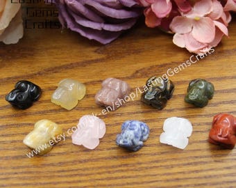Hand Carved Gemstone Frog Figurine, Healing Crystal Mini Animal Statue Home Decoration Gifts (1Inch)