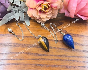 Teardrop-shaped Natural Gemstone Point Pendulum Pendant,Healing Crystal Pendulum,Divination Tool,Quartz Pendulum Necklace Jewelry Crafts