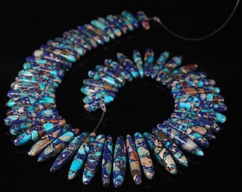 Sea Sediment Jasper Stick Beads,Top Drilled Graduated Imperial Stone Point Pendants Necklace Making