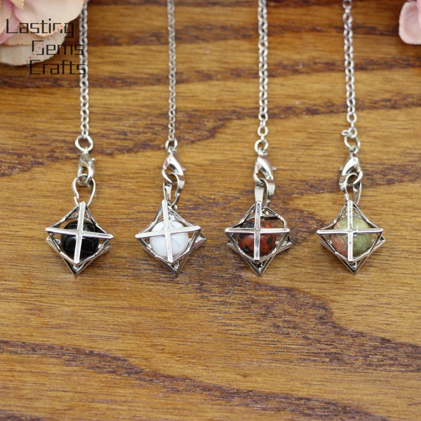 Merkaba Star Pendulum,Round shape Natural Quartz Pendulum Pendant,Healing Crystal Pendulum,Gemstone Necklace Jewelry Crafts,Divination Tool