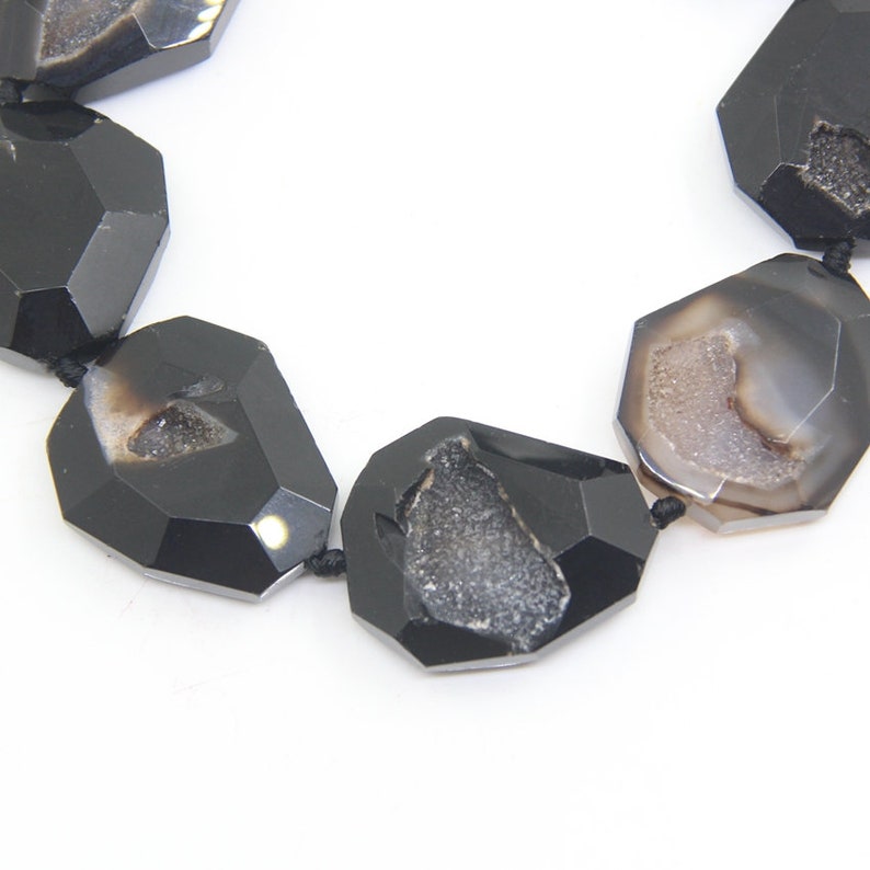 Large Size Natural Geode Agate Cut Nuggets Slab Loose Beads,Raw Drusy Faceted Onxy Druzy Freeform Shaped Slice Jewelry Making,9PcsStrand