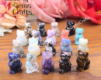 Hand-Carved Crystal Cat,Mini Gemstone Cat Figurine Home Decoration,Animal Statue Gifts,1inch