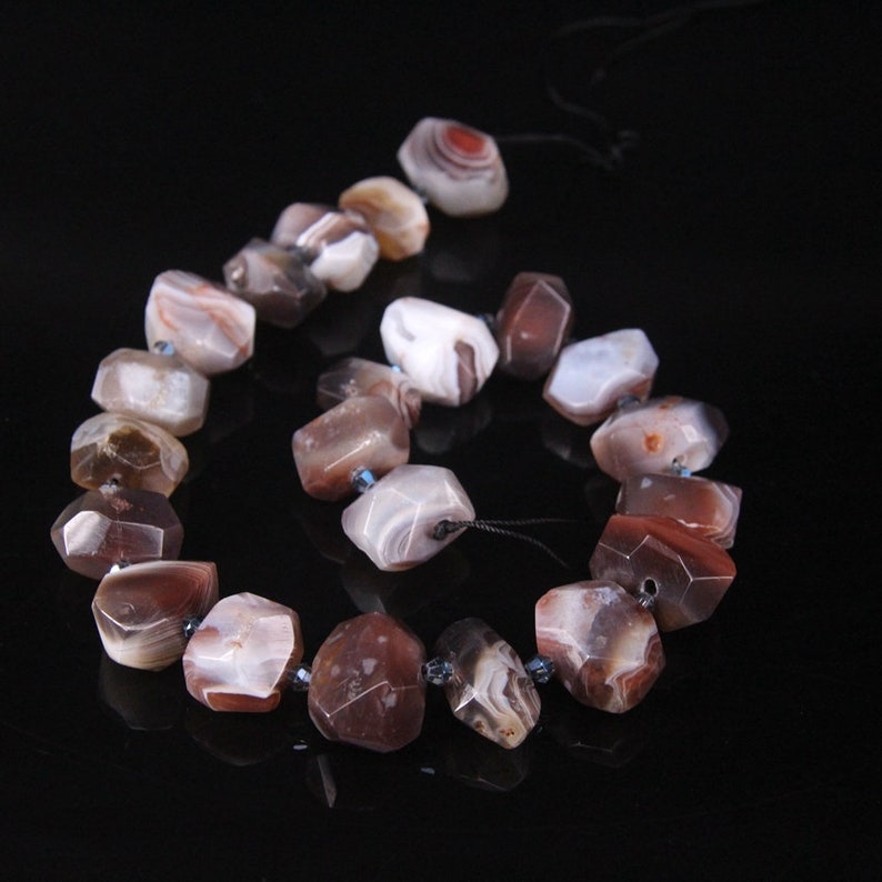 Full Strand,Natural Botswana Agate Faceted Nuggets Loose Beads,Brown Lace Agate Cut Nugget Slab Pendants Craft Bulk Making Bracelet Jewelry