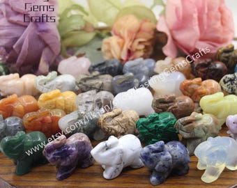 1.5 Inches 52 Kinds Stones Hand Carved Elephant Statue,Healing Crystal Elephant Figurine Home Decor,Gemstone Animal Sculpture Crafts,Gift