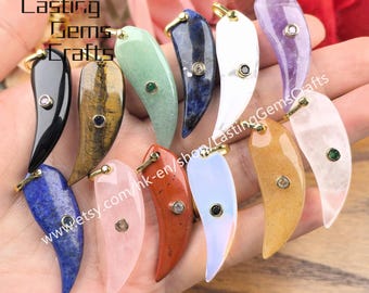 Gemstone Stick Point With Inlaid Zircon Charms Crystal Dagger CZ Pendants DIY Jewelry Necklace