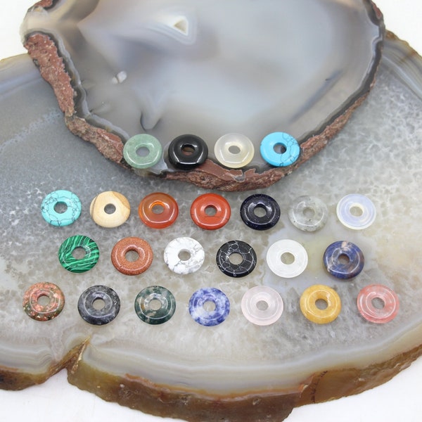 18mm Healing Crystal Donut,Natural Gemstones Donut for Pendants Necklaces Earring Jewelry Making,Lucky Safety Stone Beads Home Decor,Gift