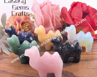 2.3inch Hand Carved Crystal Camel Statues,Carving Gemstone Figurine Home Decoration,Animal Crafts Gift