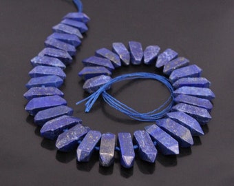 Full strand,Natural Lapis Lazuli Faceted Double Stick Points Center Drilled Beads,Natural Stone Tusk Spike Pendants Crafts Findings Bulk