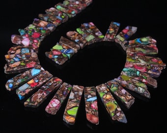 Sea Sediment Jasper Slab Beads, Graduated Emperor Stone Slice Charms