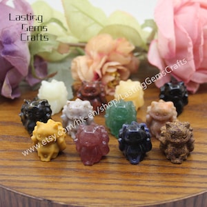 10pcs/lot Wholesales 1.2&quot; Natural Stone Nine-Tailed Fox Statues,Quartz Carved Cute Animal Figurine Decor,Healling Crystal Sculpture Crafts