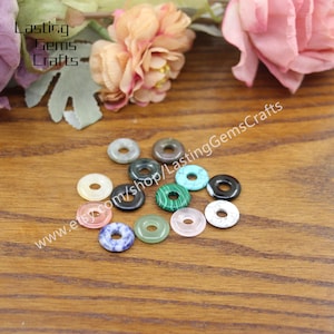 18mm Healing Crystal Donut,Natural Gemstones Donut for Pendants Necklaces Earring Jewelry Making,Lucky Safety Stone Beads Home Decor,Gift
