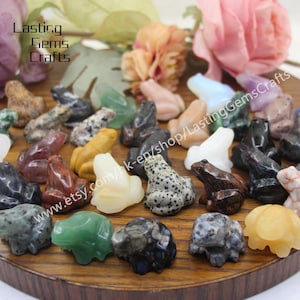 1.5 inches Natural Gemstone Frog Statue,Hand carved Animal Figurine Decor,Mini Healing Crystal Tree Frog Sculpture Crafts,Mineral Specimen