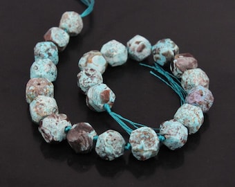 Blue Ocean Jasper Faceted Nugget Loose Beads Bulk, Natural Stone Jewelry Making Craft Supplies