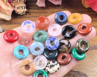 15mm Donut Gemstone Beads, Energy Healing Crystals, Jewelry Making