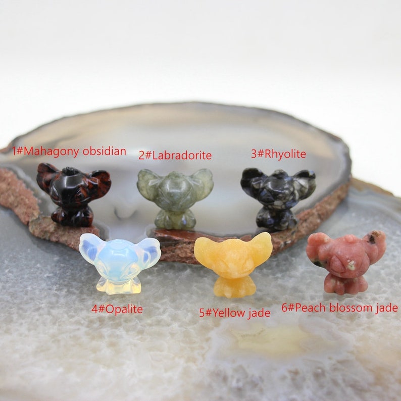 1.2 Inches Natural Stone Stitch Statue,Hand Carved Gemstone Animal Figurine Home Decor Crafts,Healing Crystal Cartoon Mini Sculpture Gifts image 4