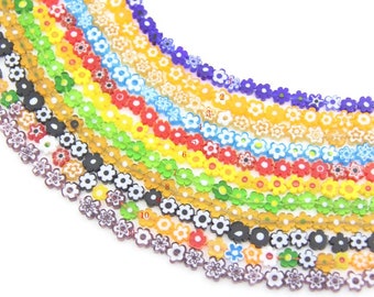 4/6/8mm Multicolor Coloured Millefiori Glass Beads,Flower Shape Murano Millefiori Glass Bead,Used for Ring/Necklace/Bracelet/Earring Making