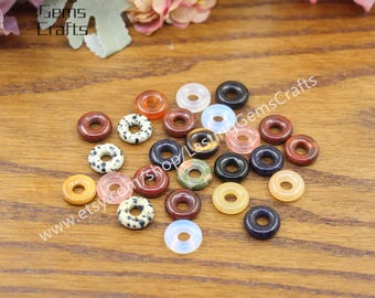 15mm Mini Crystal Donut for Pendants Necklaces Earring Jewelry Making,Energy Healing Gemstones Large Hole Lucky Safety Round Beads,Gift