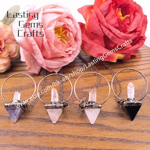 Antique Brass Solder Raw White Quartz Pendant, Healing Crystal Quartz Triangle Pendant Necklace,Women Men Fashion Retro Necklace Jewelry