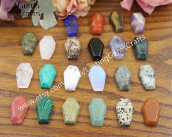 20pc Chakra Gemstone Coffin Pendants, Quartz Crystal Healing Plank (20x30mm)