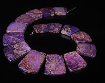 Top Drilled Purple Sea Sediment Jasper Slab Beads, Graduated Trapezoid Pendants Necklace Jewelry Making