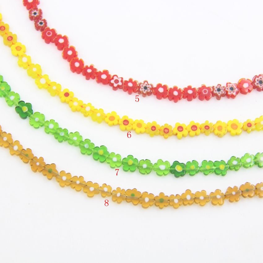4/6/8mm Multicolor Coloured Millefiori Glass Beadsflower Etsy