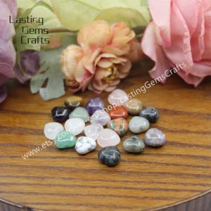15mm Mini Gemstones Heart,Reiki Healing Crystal Carving Heart Shape Decor Pocket stone,Meditation Stone,Heart Bead Bulk For DIY Jewelry