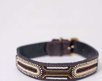 Dog Collar, Leather Dog Collar, Beaded Dog Collar , Masai, Dog collar leather, Pet Gift, Personalized Dog Collar,  African Dog Collar,