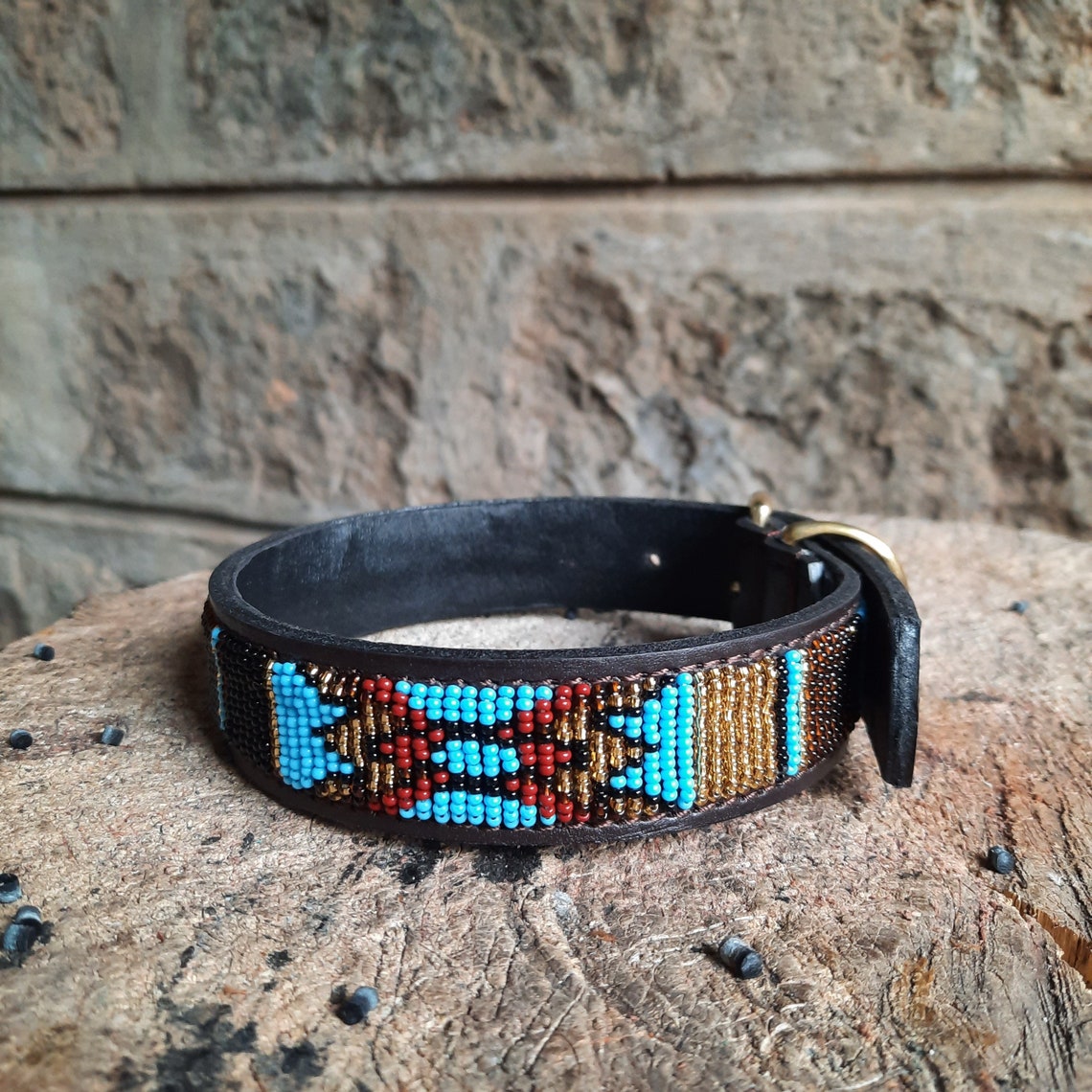 Dog Collar Leather Dog Collar Beaded Dog Collar Masai Dog Etsy
