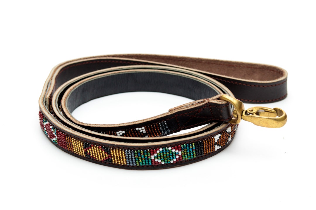 Leather Dog Collar, Bead Dog Collar , Maasai Dog Collar, Dog Collar