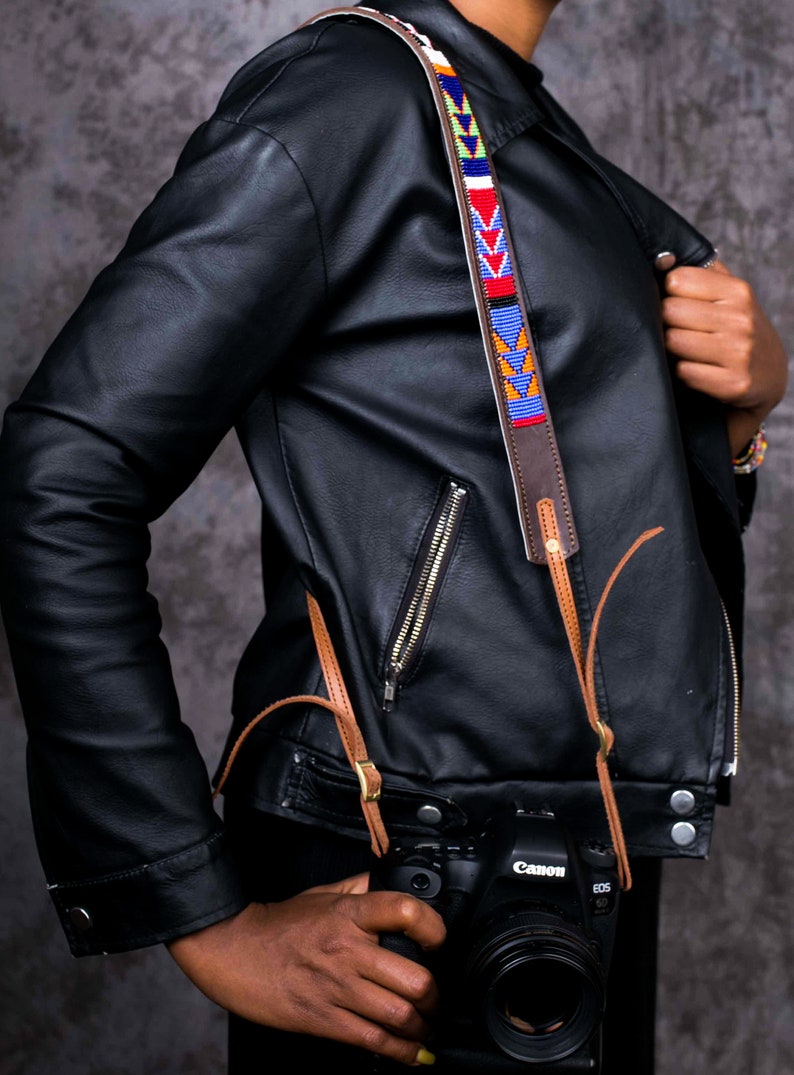 Custom Leather Camera Strapbeaded Camera Strapdslr Strap Etsy