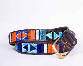 Masai belt, Leather belt, Beaded belt, Handmade belt, Maasai beaded leather belt, African beaded belt, Men belt, Casual belt, Boho belt,