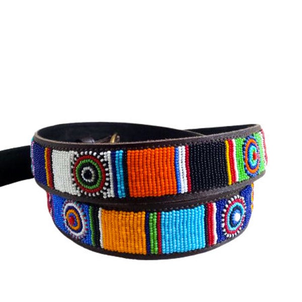 Ceinture masaï, ceinture en cuir, ceinture perlée, ceinture faite main, ceinture en cuir perlée maasaï, ceinture africaine, ceinture pour homme, ceinture décontractée, ceinture bohème, ceinture pour femme